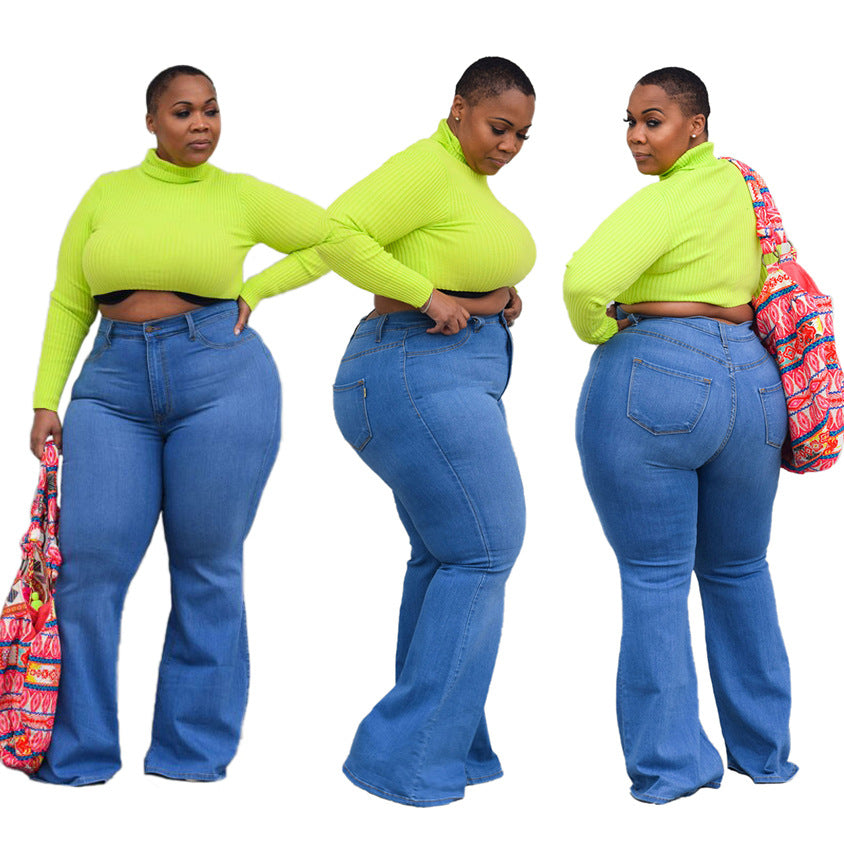 Slim Wide Leg Flared Elastic Jeans
