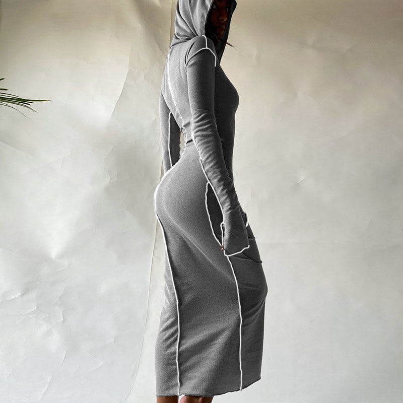 Sexy Reverse Car Side Hooded T-shirt Dress