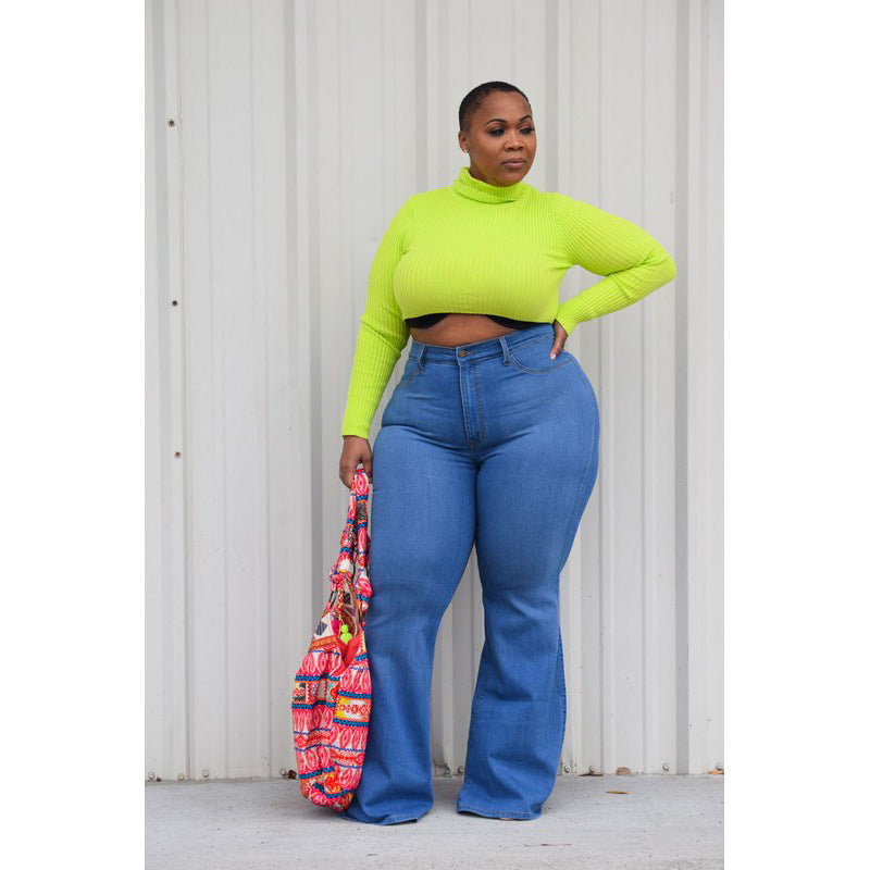 Slim Wide Leg Flared Elastic Jeans