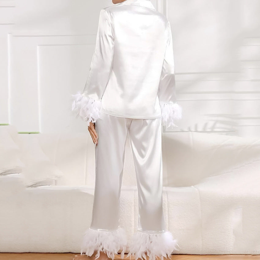Satin Ice Silk Feather Pajamas