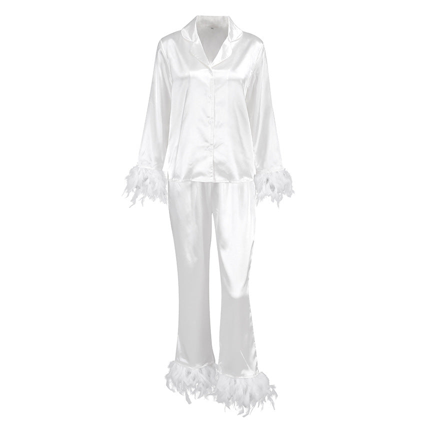 Satin Ice Silk Feather Pajamas