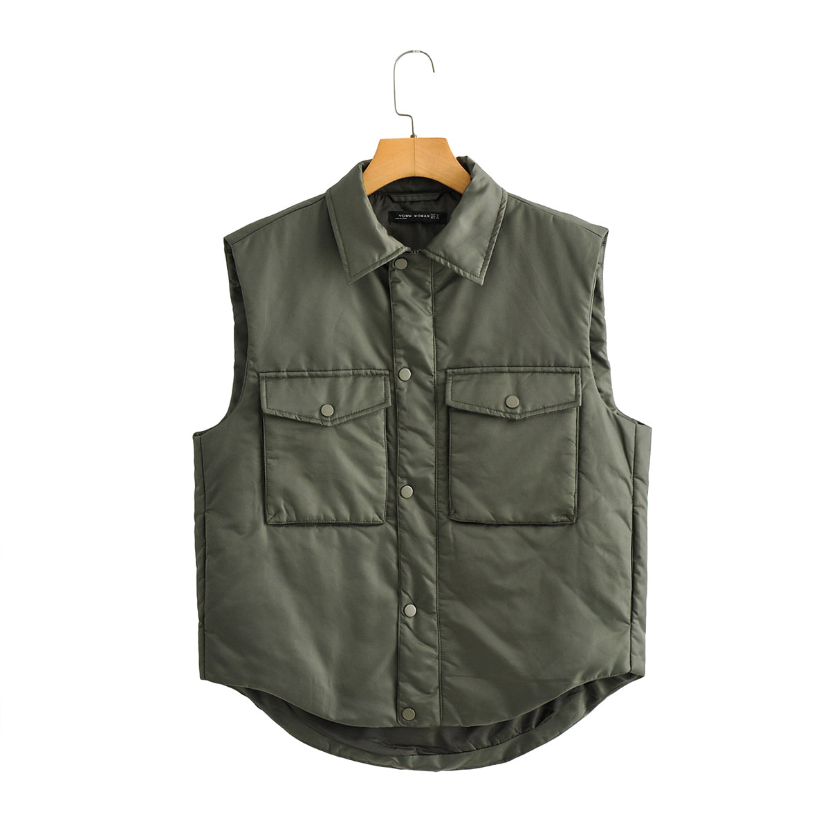 Spring Summer Cotton Padded Jacket Work Vest Army Green Cardigan