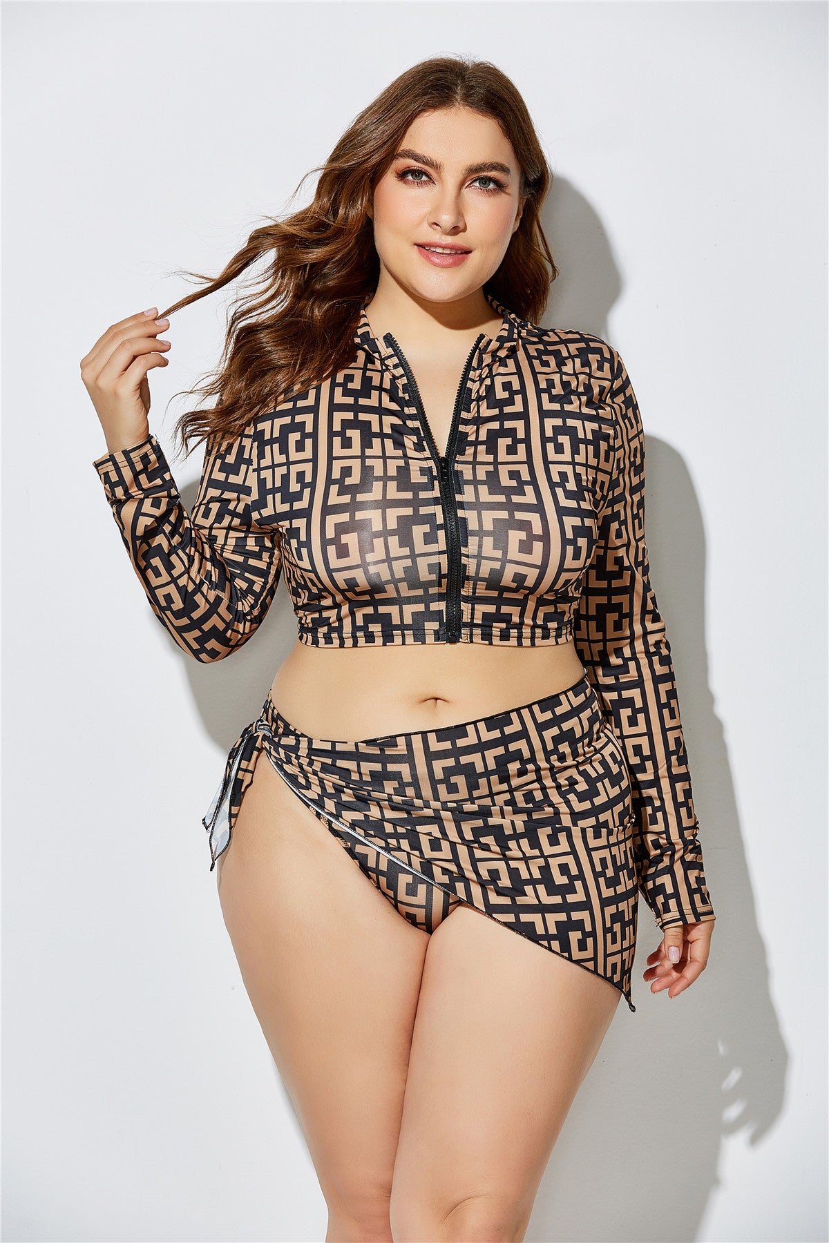 Sexy Printed Bikini Swimsuit Headband Tie Waist Triangular Suit