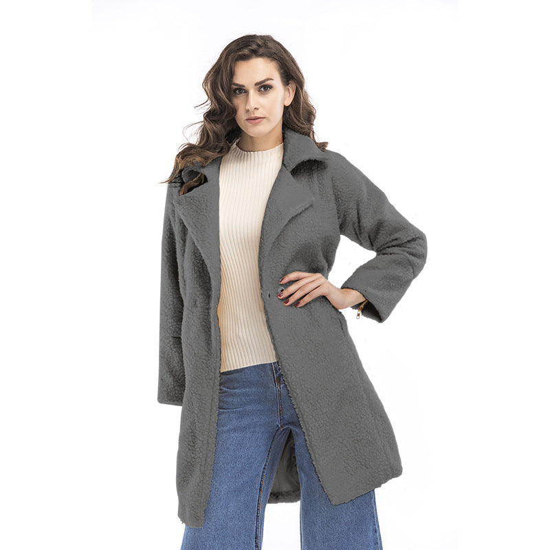 Autumn Winter White Coat Mid-length Woolen Coat Women