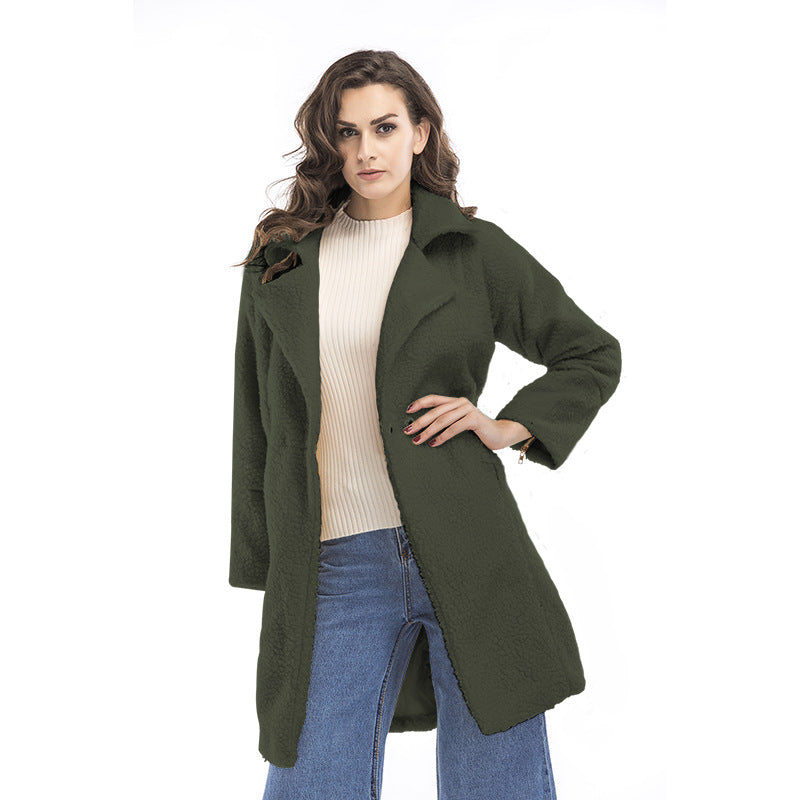 Autumn Winter White Coat Mid-length Woolen Coat Women