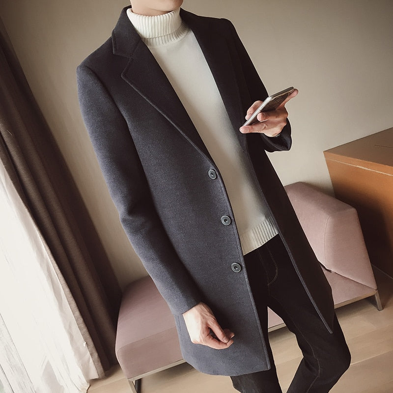 Classic Trench Slim Fit Men Coat