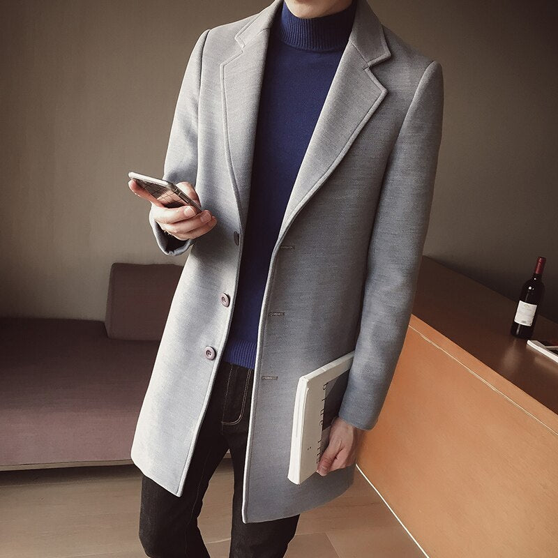 Classic Trench Slim Fit Men Coat