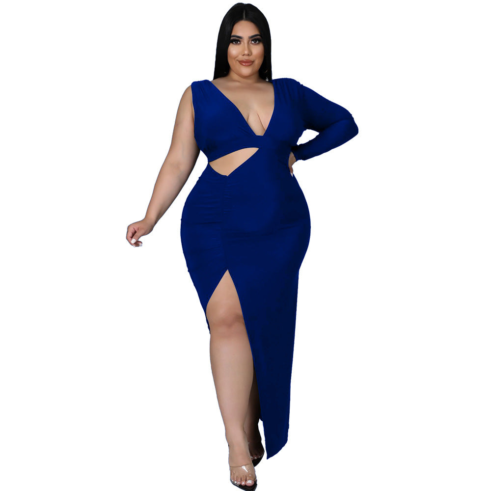 Sexy Hollow Out Cutout Single Sleeve Maxi Dress