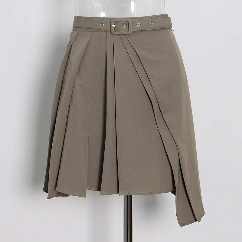 Niche Asymmetric Polo Collar Skirt Set