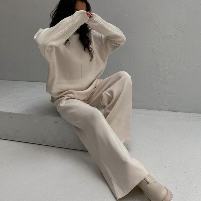 Loose Casual Sweater Knitted Pants Set