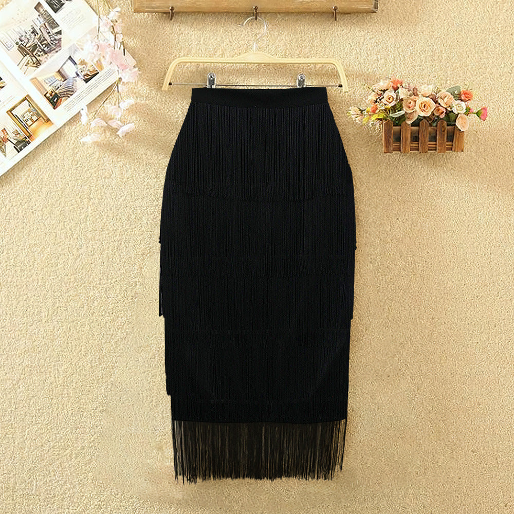 Tassels Slim-Fit Pencil Skirt