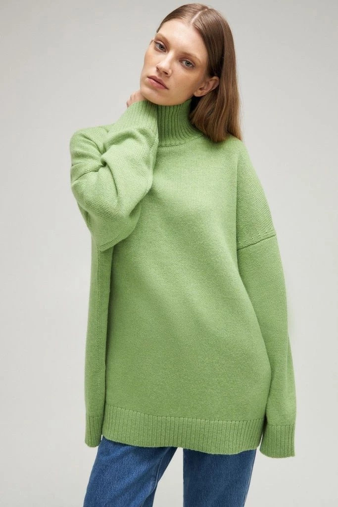 Knitted Half Turtleneck Loose Autumn Winter Sweater Women