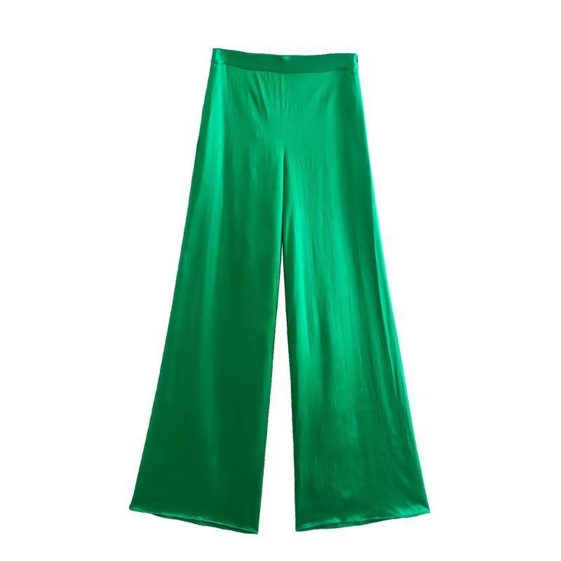 Elegant Silk Satin Hanging Collar Trousers Set