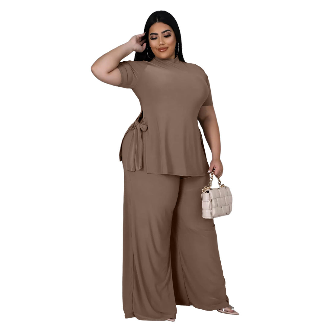 Sexy Casual Lace-up Wide-Leg Pants Set