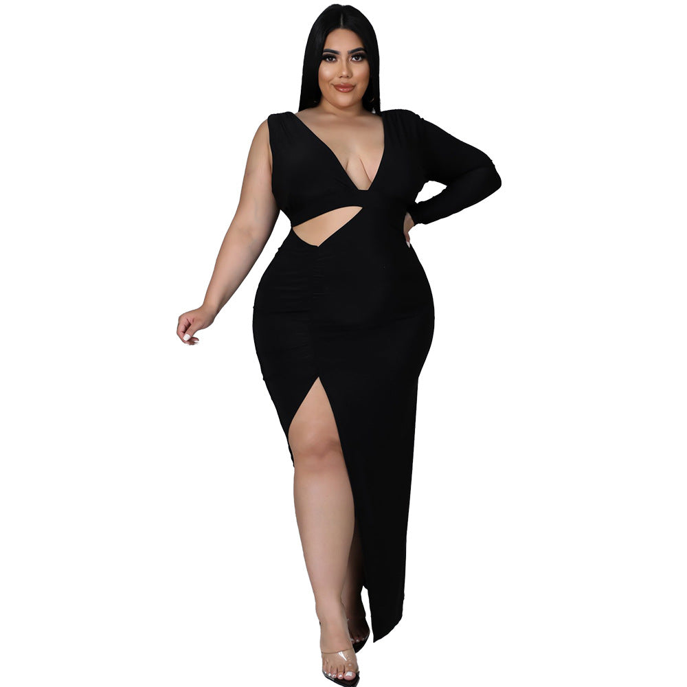 Sexy Hollow Out Cutout Single Sleeve Maxi Dress