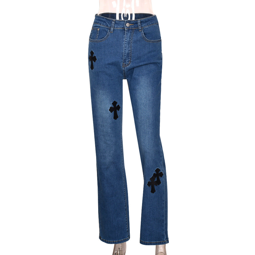 Sexy Low Waist Denim Embroidered Stretch Jeans