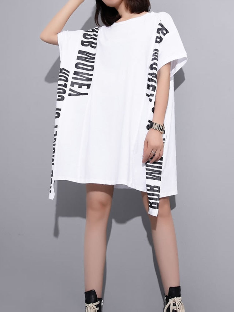 XITAO Europe Print Letter Street Style Dress