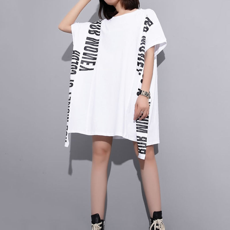 XITAO Europe Print Letter Street Style Dress