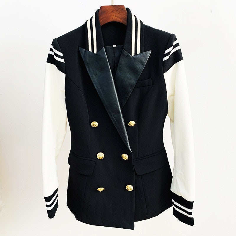 HIGH STREET Stylish Varsity Leather Patchwork Jacket