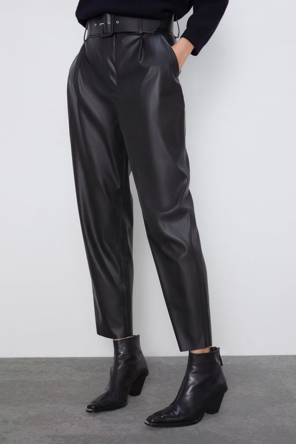 Velvet Faux Leather Casual Pants