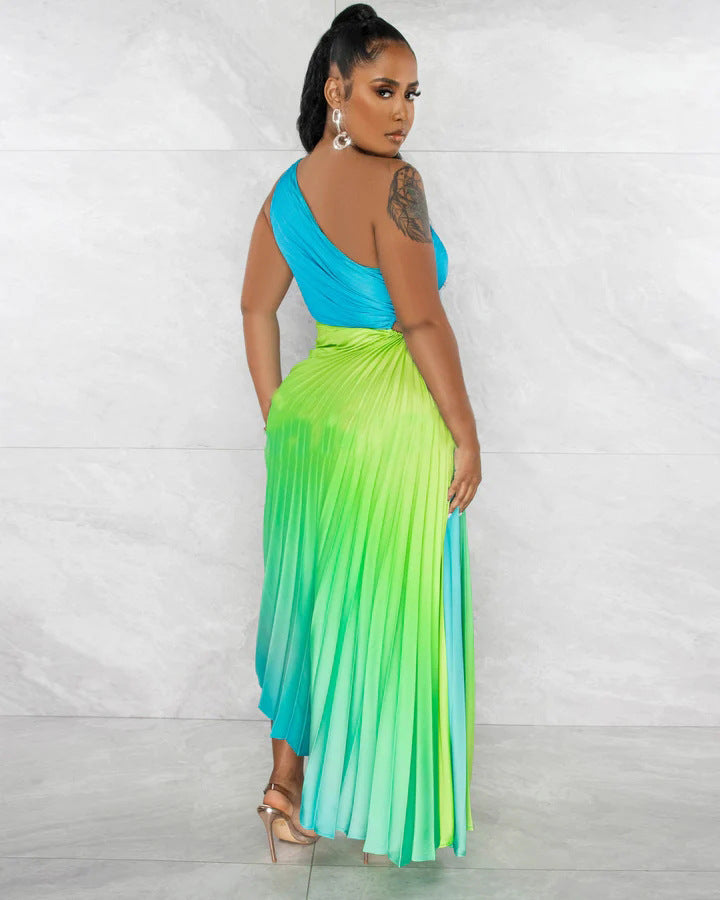 Gradient Jumpsuit Draped Dress