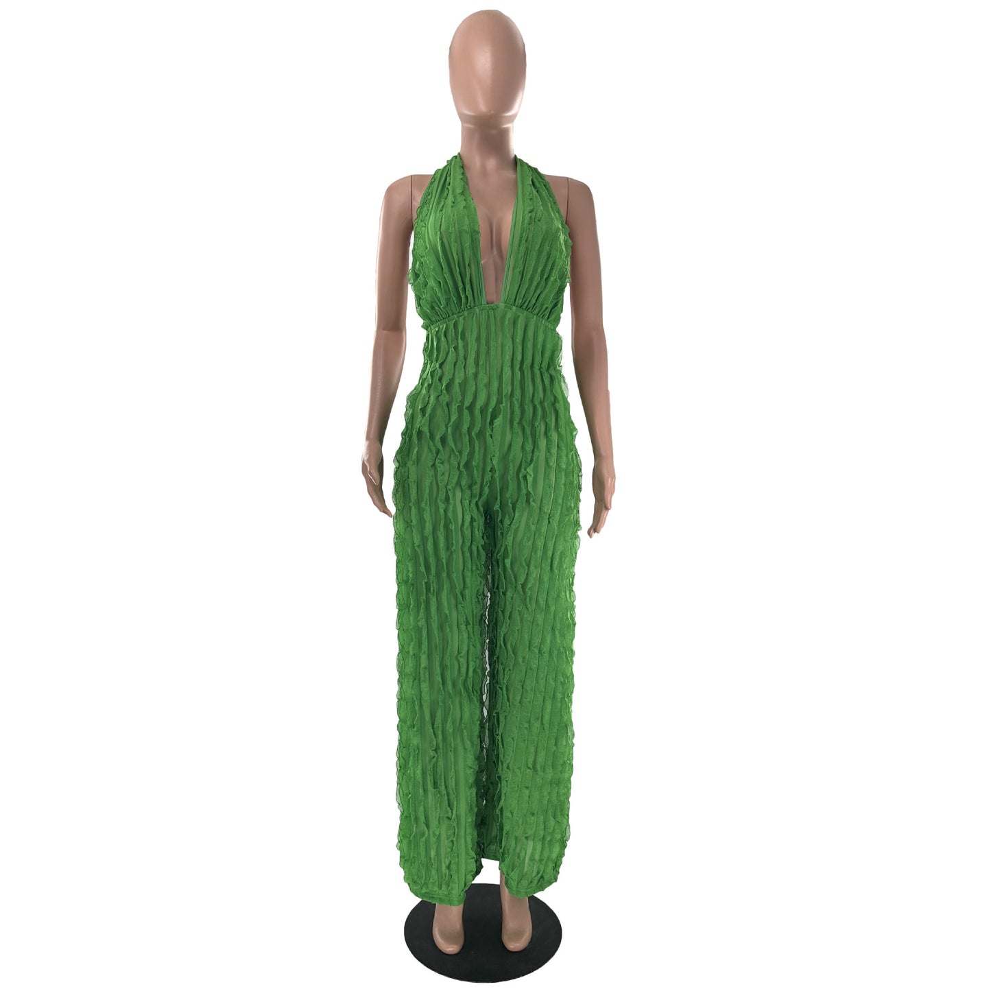 Wave Pattern Sexy Bandeau High Waist Jumpsuit