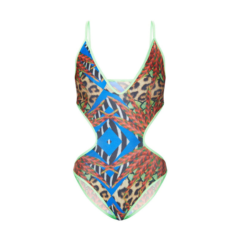 Printed One-Piece Sexy Retro Pattern Swimsuit