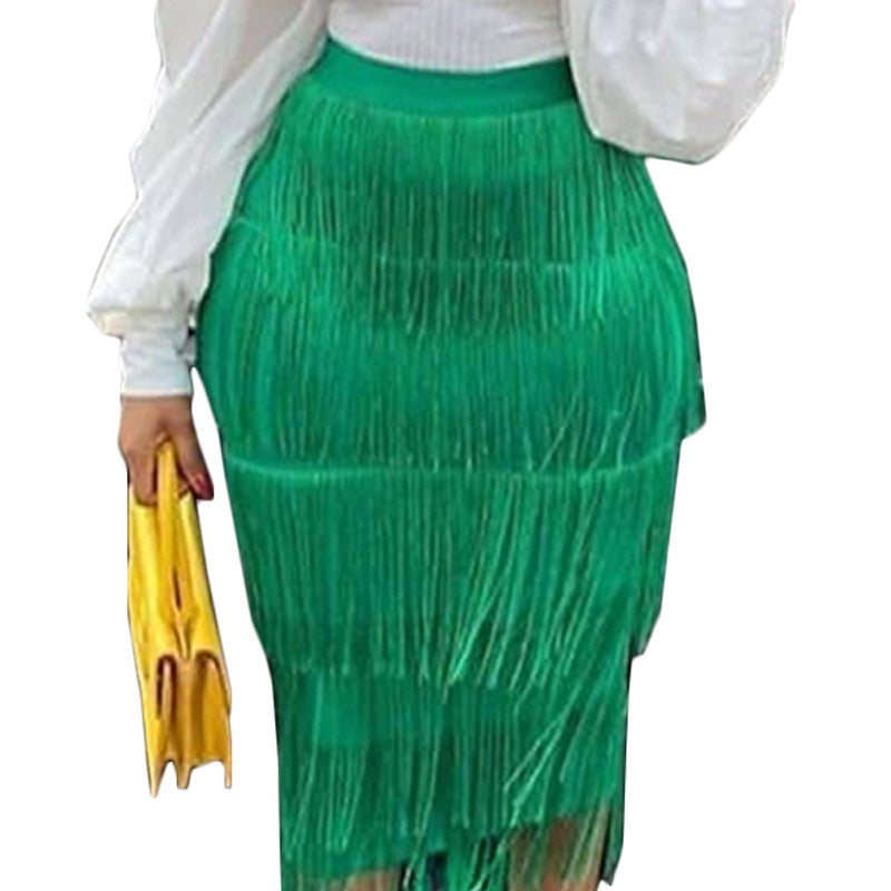 Tassels Slim-Fit Pencil Skirt