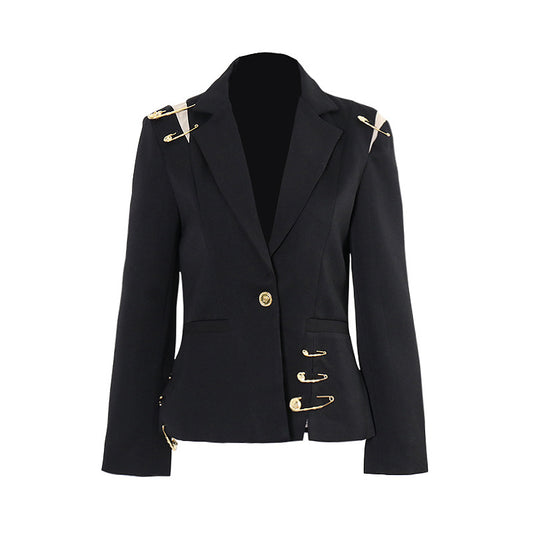 Women Spring Shoulder Mesh Stitching Decorative Coat