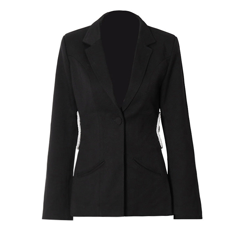 Small Waist Tight Slimming Blazer Hollowed-out Cropped Design Blazer