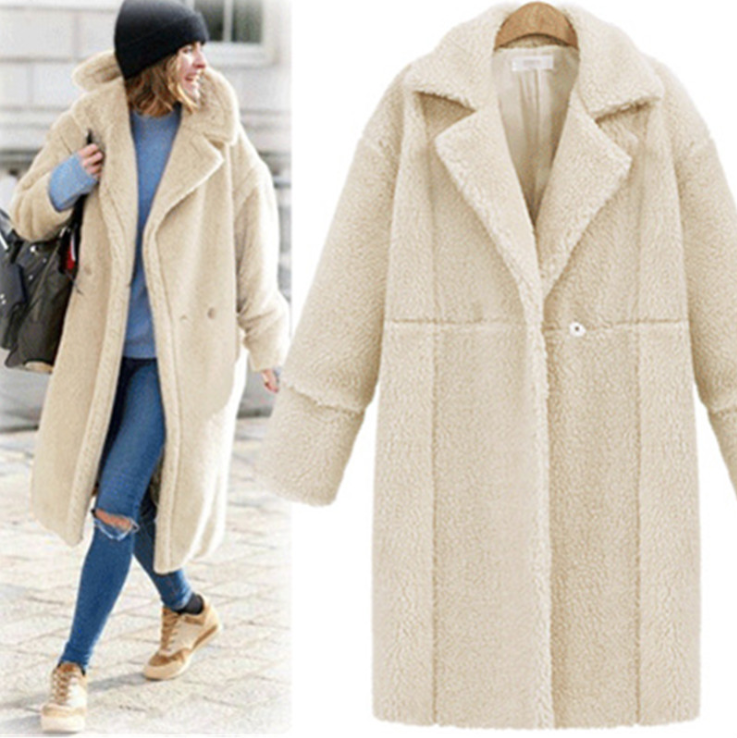 Autumn Winter White Coat Mid-length Woolen Coat Women