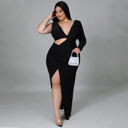 Sexy Hollow Out Cutout Single Sleeve Maxi Dress