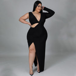 Sexy Hollow Out Cutout Single Sleeve Maxi Dress