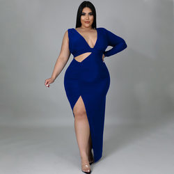 Sexy Hollow Out Cutout Single Sleeve Maxi Dress