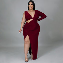 Sexy Hollow Out Cutout Single Sleeve Maxi Dress