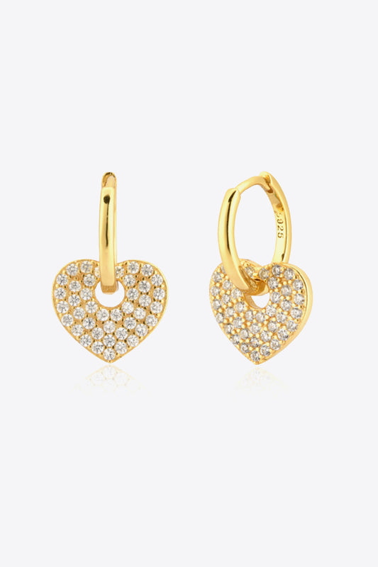 Zircon Heart Drop Huggie Earrings