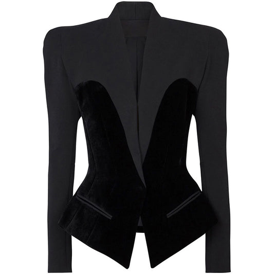 Stars Slim Structure Profile Velvet Stitching Blazer