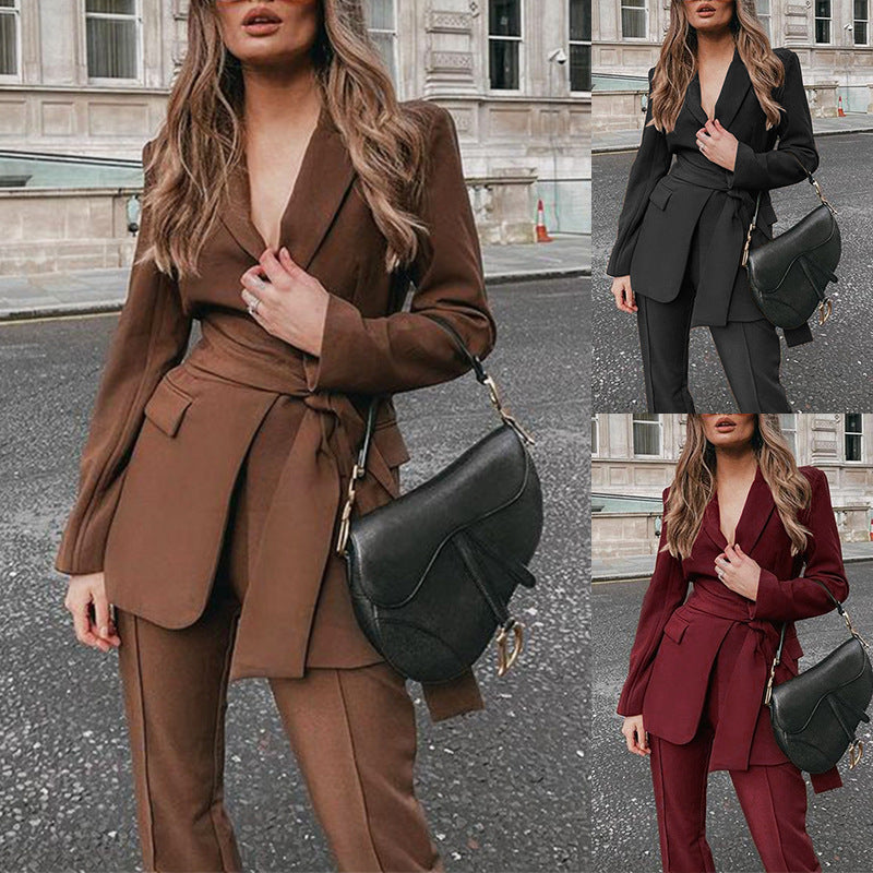 Autumn Belted Blazer Suit