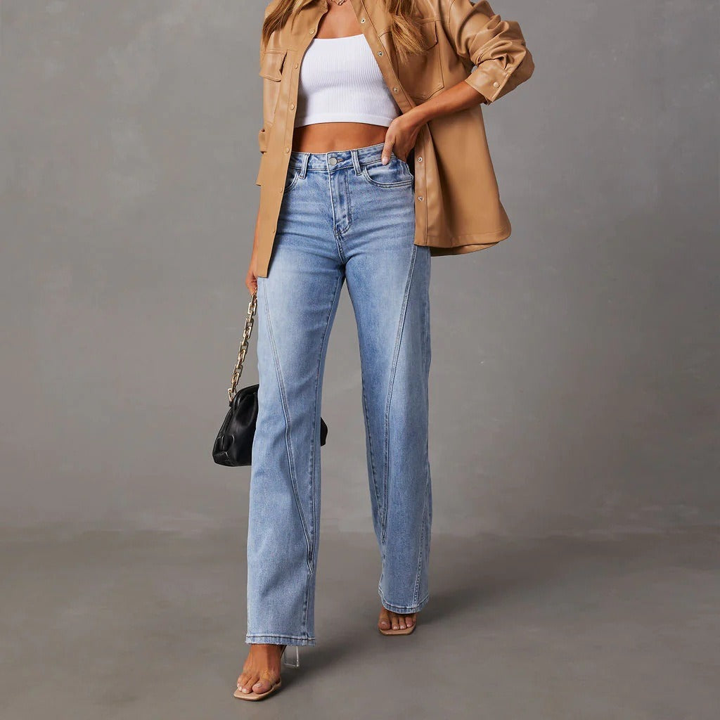 High Waist Loose Denim Holes Jeans