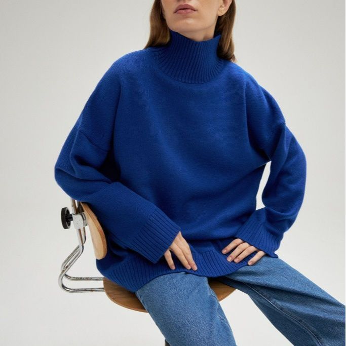 Knitted Half Turtleneck Loose Autumn Winter Sweater Women