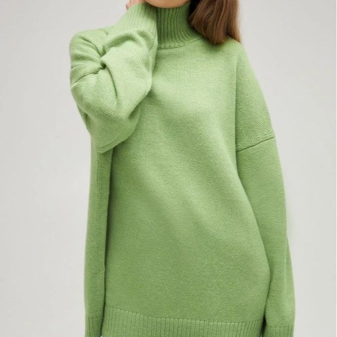 Knitted Half Turtleneck Loose Autumn Winter Sweater Women