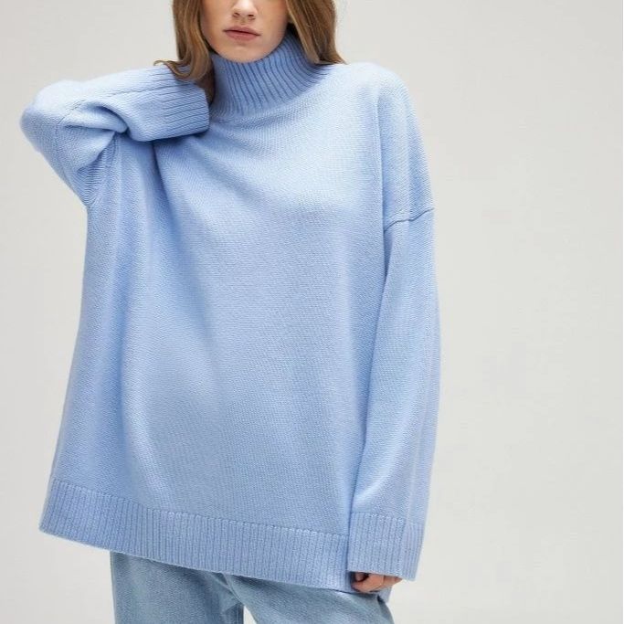 Knitted Half Turtleneck Loose Autumn Winter Sweater Women