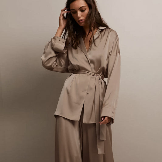 Artificial Silk Simple French Pajamas