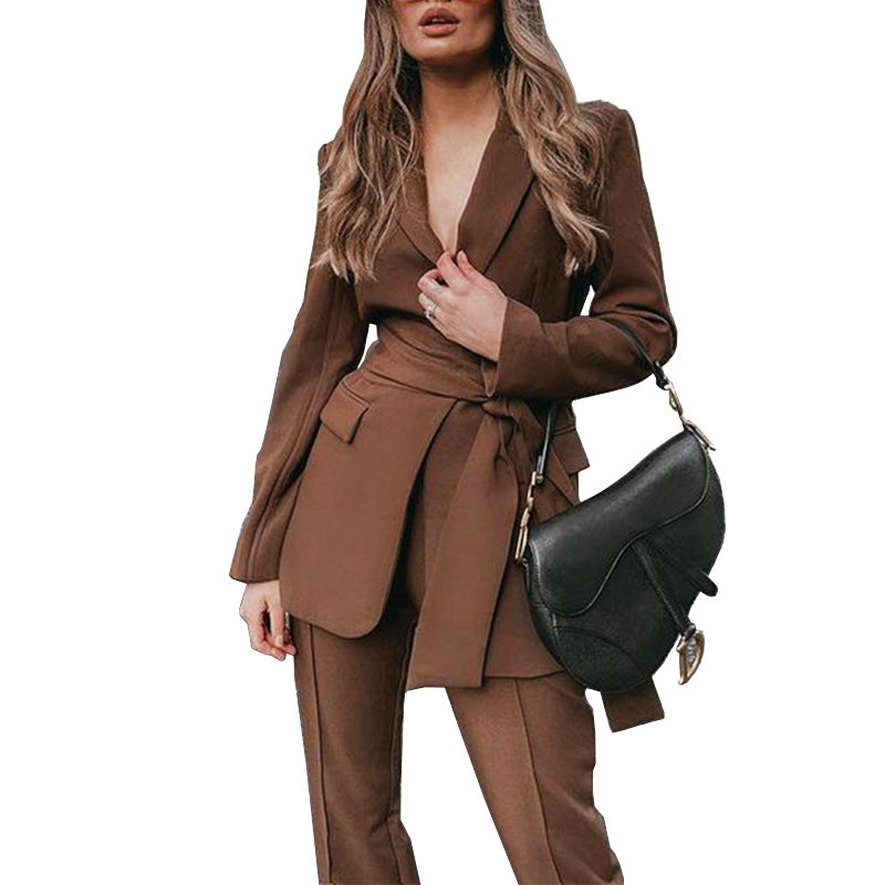 Autumn Belted Blazer Suit