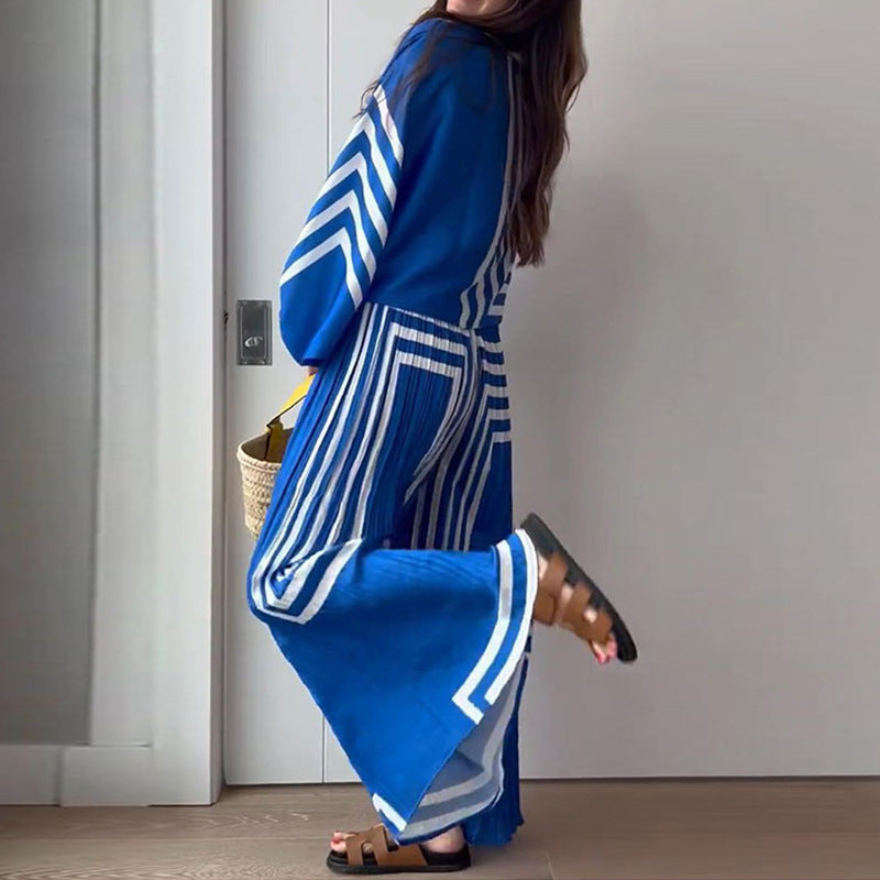 Printed Shirt Pleated Wide Leg Pants Set