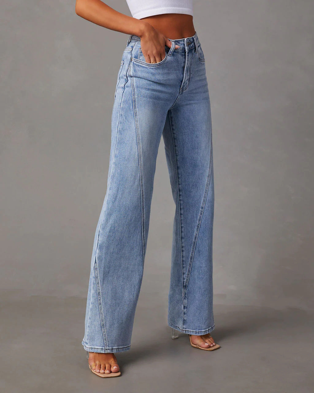 High Waist Loose Denim Holes Jeans