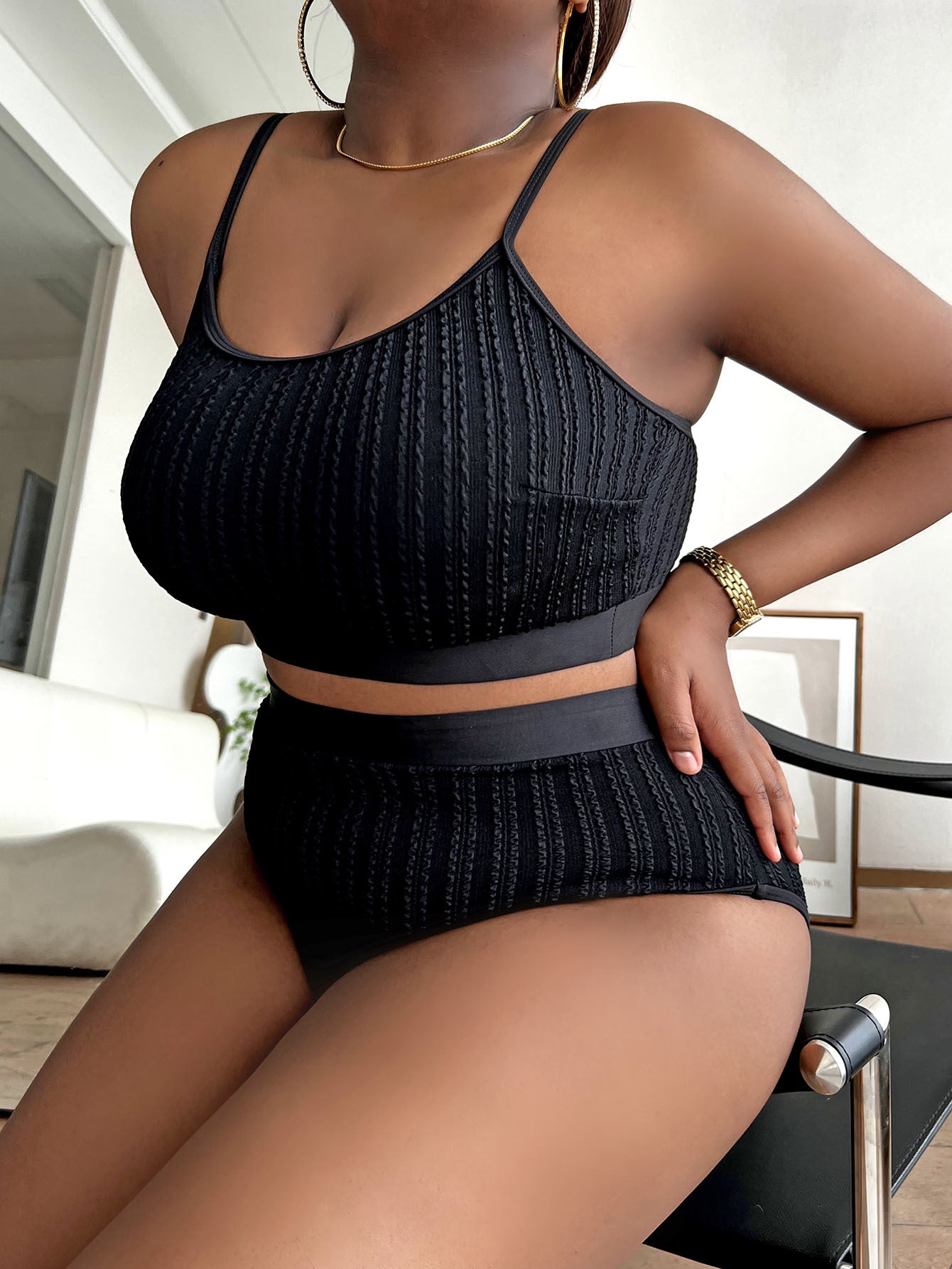 Plus Size Solid Color Sling Sexy Bikini Swimsuit