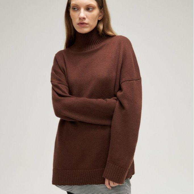 Knitted Half Turtleneck Loose Autumn Winter Sweater Women