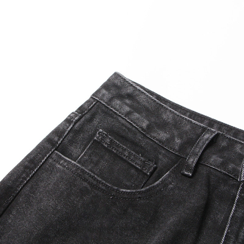 Hole Black Wide Leg Mop Jeans