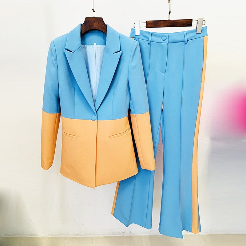 Business Single Button Flared Pants Formal Suit